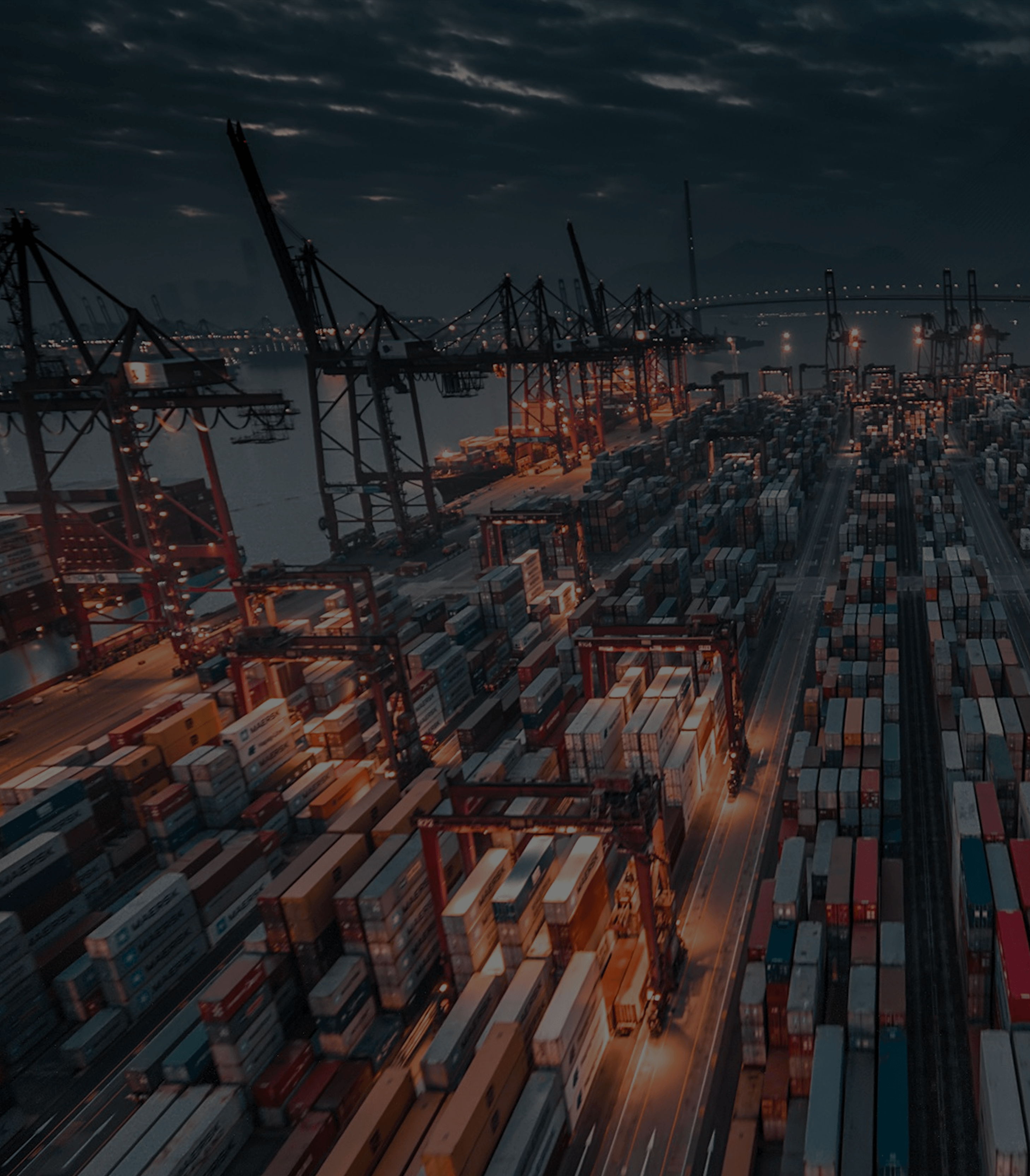 Shipping port at night